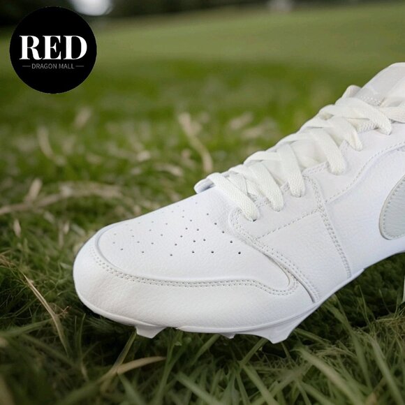 Nike Jordan 1 Low TD White Grey Fog Football Cleats FJ6245 101 - Men\'s Size 14.5